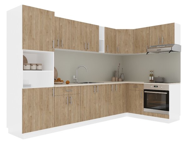 Set haaus V35, Lemn Natural/Alb, Blat Thermo 28 mm, L 320 x 160 cm