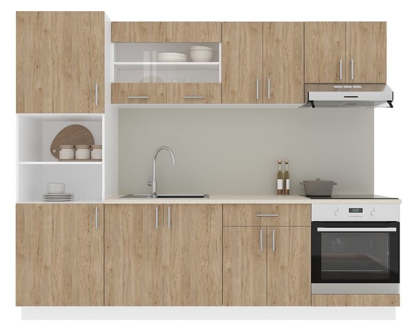 Set haaus V20, Lemn Natural/Alb, Blat Thermo 28 mm, L 260 cm