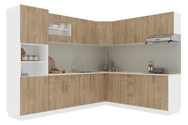 Set haaus V36, Lemn Natural/Alb, Blat Thermo 28 mm, L 280 x 220 cm