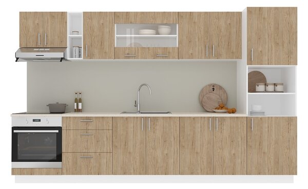 Set haaus V31, Lemn Natural/Alb, Blat Thermo 28 mm, L 340 cm