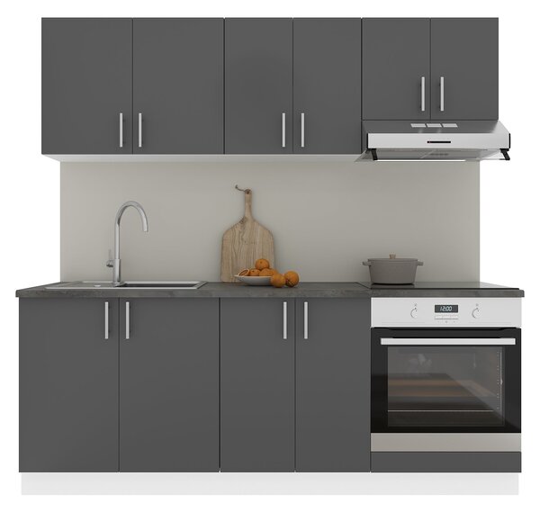 Set haaus V10, Antracit/Alb, Blat Thermo 28 mm, L 200 cm