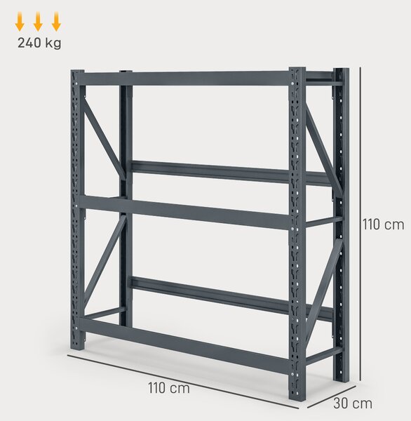 HOMCOM Raft Autoportant pentru Cutii cu 3 Niveluri, Raft pentru 6 Cutii cu Înălțime Reglabilă, 110x30x110 cm, Gri | Aosom Romania