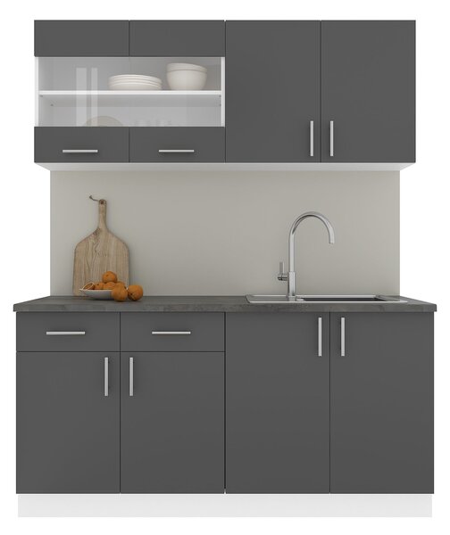 Set haaus V8, Antracit/Alb, Blat Thermo 28 mm, L 160 cm
