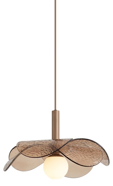 Lampă suspendată de design bronz închis cu sticlă de culoarea chihlimbarului - Kemner