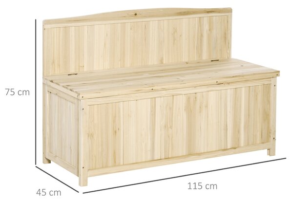 Outsunny Cufar container pentru Extern din Lemn de Brad Natural cu Spatar | Aosom Romania