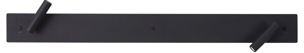 Lampă de perete modernă neagră cu 2 lumini, inclusiv LED cu iluminare de fundal și USB-C - Longly