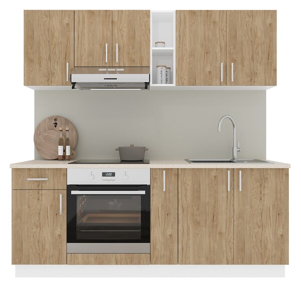 Set haaus V11, Lemn Natural/Alb, Blat Thermo 28 mm, L 200 cm
