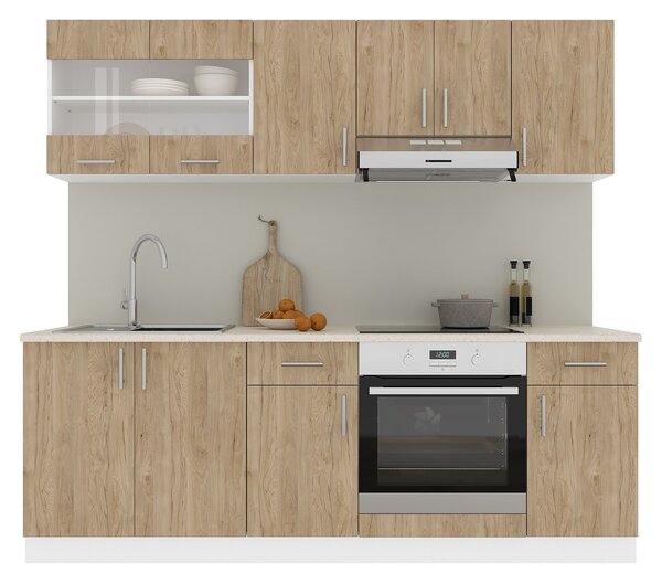 Set haaus V13, Lemn Natural/Alb, Blat Thermo 28 mm, L 220 cm