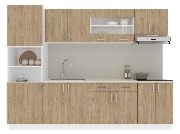 Set haaus V23, Lemn Natural/Alb, Blat Thermo 28 mm, L 280 cm