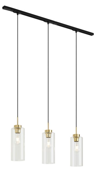 Sistem de șină modern negru cu 3 pendule aurii cu sticlă transparentă monofazat - Iconic Laura