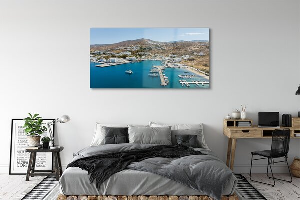 Tablouri pe sticlă Grecia Coasta de oraș de munte