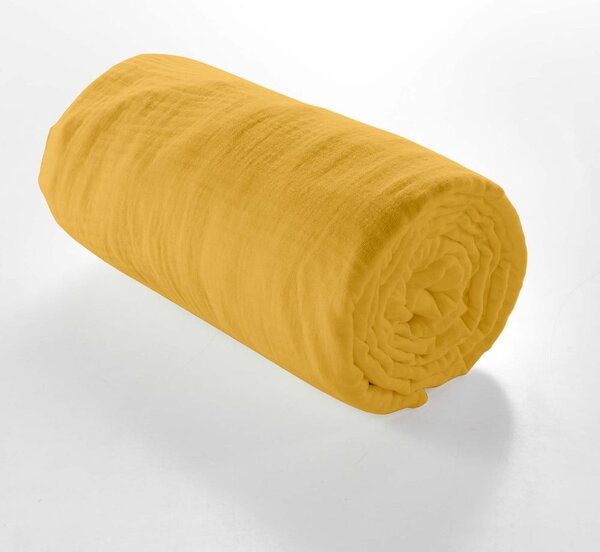 Cearceaf galben din muselină cu elastic 160x200 cm Angelia – douceur d'intérieur