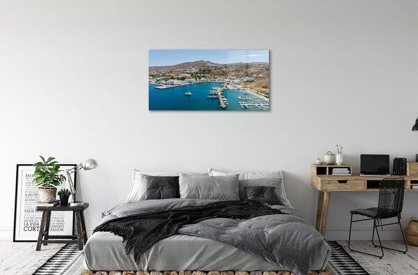 Tablouri pe sticlă Grecia Coasta de oraș de munte