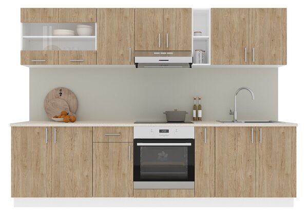 Set haaus V21, Lemn Natural/Alb, Blat Thermo 28 mm, L 280 cm