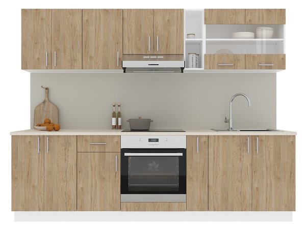 Set haaus V19, Lemn Natural/Alb, Blat Thermo 28 mm, L 260 cm