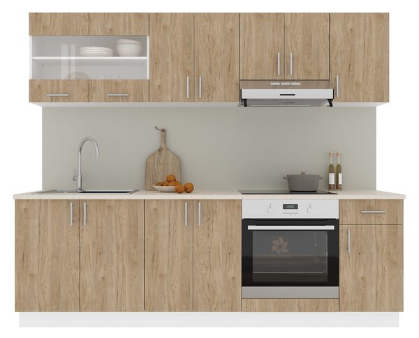 Set haaus V15, Lemn Natural/Alb, Blat Thermo 28 mm, L 240 cm