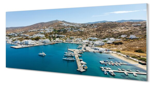 Tablouri pe sticlă Grecia Coasta de oraș de munte