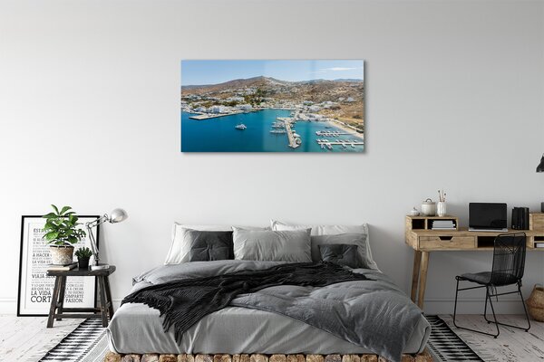 Tablouri pe sticlă Grecia Coasta de oraș de munte