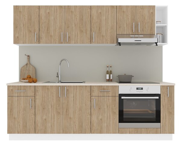 Set haaus V17, Lemn Natural/Alb, Blat Thermo 28 mm, L 240 cm
