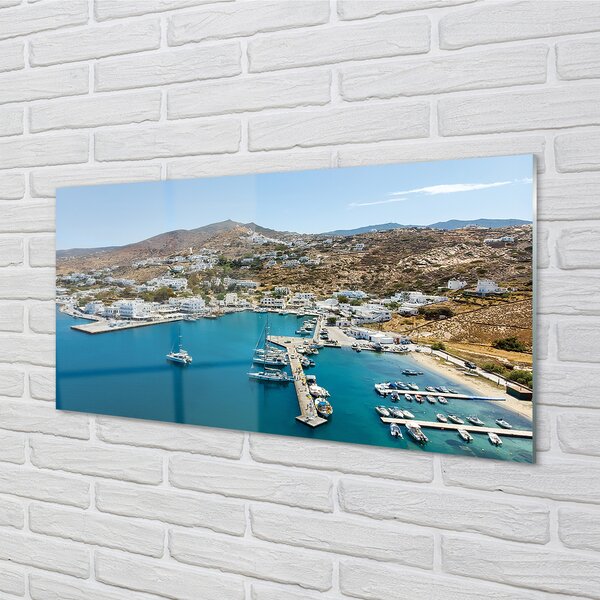 Tablouri pe sticlă Grecia Coasta de oraș de munte
