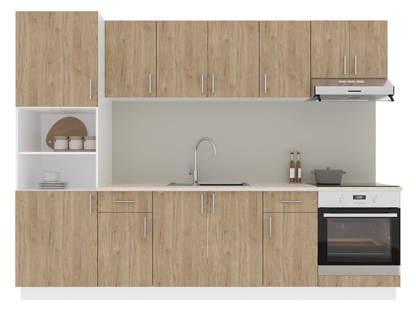 Set haaus V24, Lemn Natural/Alb, Blat Thermo 28 mm, L 280 cm