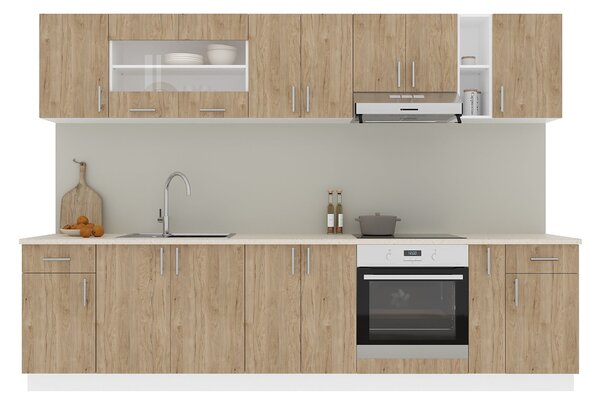 Set haaus V25, Lemn Natural/Alb, Blat Thermo 28 mm, L 300 cm