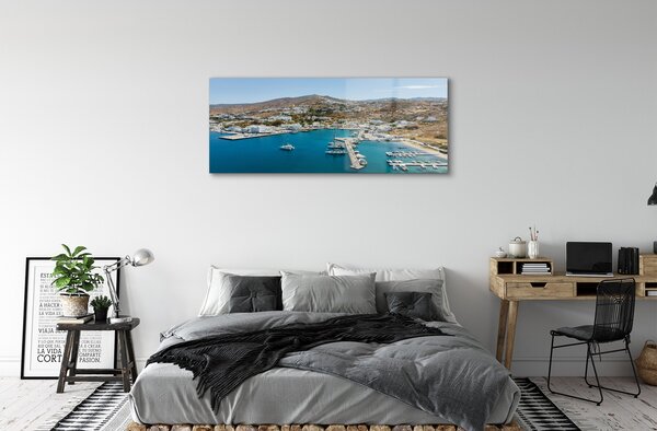 Tablouri pe sticlă Grecia Coasta de oraș de munte