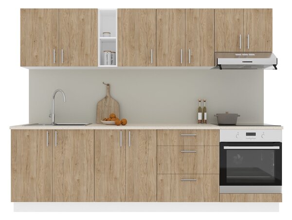 Set haaus V18, Lemn Natural/Alb, Blat Thermo 28 mm, L 260 cm