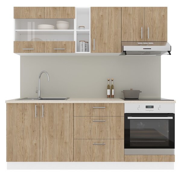 Set haaus V12, Lemn Natural/Alb, Blat Thermo 28 mm, L 200 cm