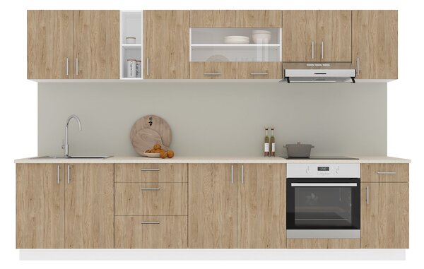 Set haaus V28, Lemn Natural/Alb, Blat Thermo 28 mm, L 320 cm