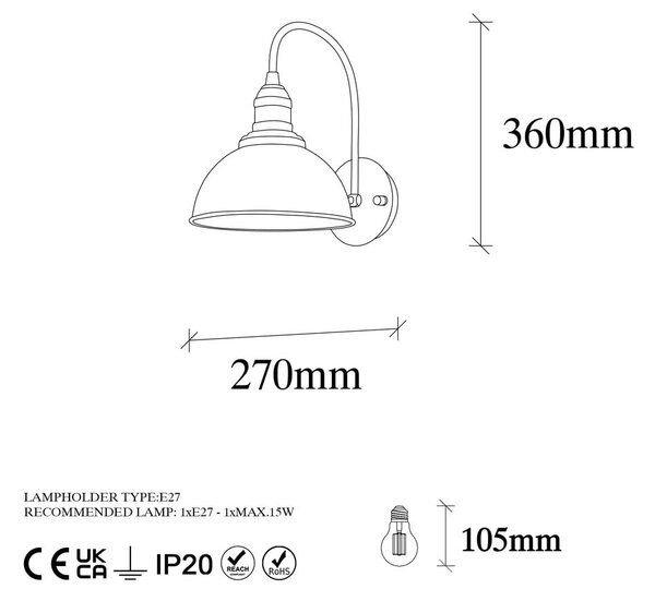 Aplică de perete alămie ø 21 cm Varzan – Opviq lights