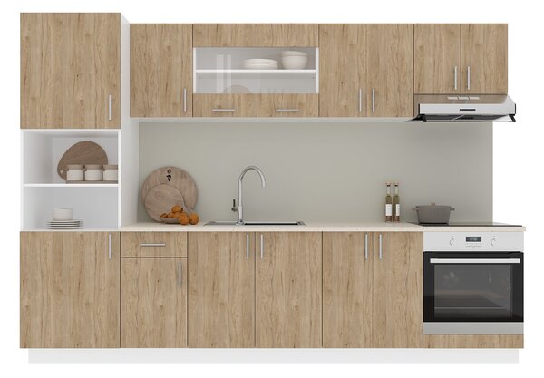 Set haaus V27, Lemn Natural/Alb, Blat Thermo 28 mm, L 300 cm