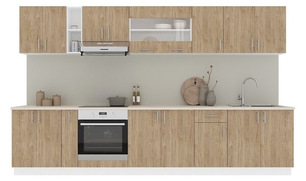 Set haaus V32, Lemn Natural/Alb, Blat Thermo 28 mm, L 340 cm