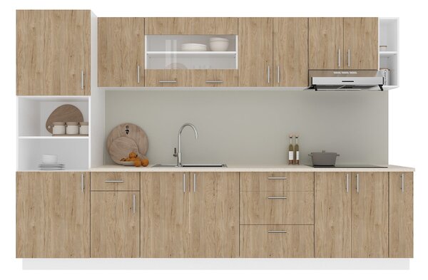Set haaus V29, Lemn Natural/Alb, Blat Thermo 28 mm, L 320 cm