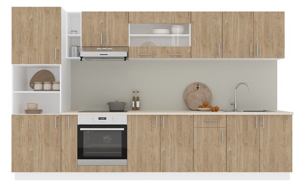 Set haaus V33, Lemn Natural/Alb, Blat Thermo 28 mm, L 340 cm