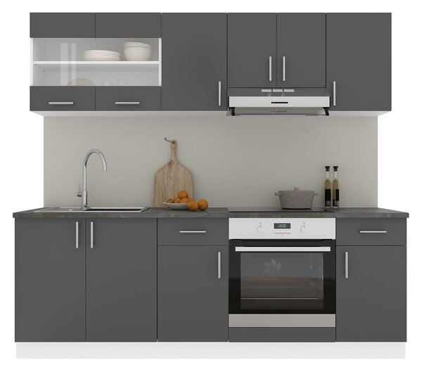 Set haaus V13, Antracit/Alb, Blat Thermo 28 mm, L 220 cm
