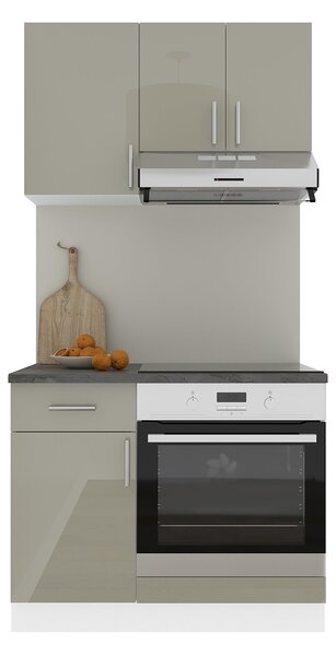 Set haaus V1, Gri Lucios/Alb, MDF, Blat Thermo 28 mm, L 100 cm