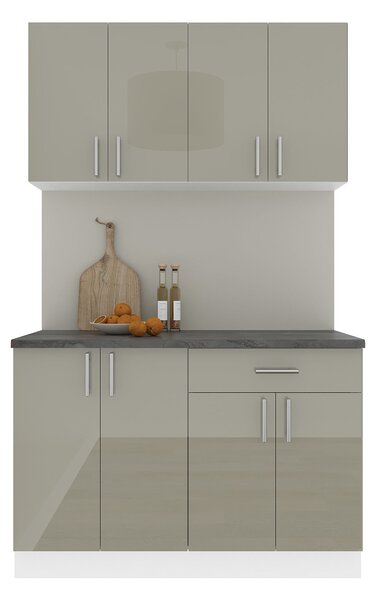 Set haaus V2, Gri Lucios/Alb, MDF, Blat Thermo 28 mm, L 120 cm