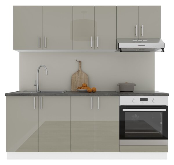 Set haaus V10, Gri Lucios/Alb, MDF, Blat Thermo 28 mm, L 200 cm