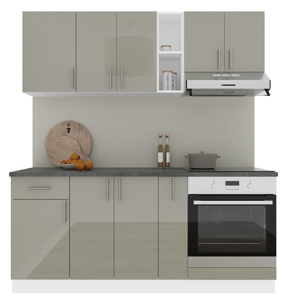 Set haaus V9, Gri Lucios/Alb, MDF, Blat Thermo 28 mm, L 180 cm