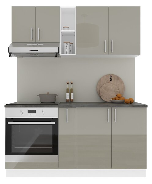 Set haaus V7, Gri Lucios/Alb, MDF, Blat Thermo 28 mm, L 160 cm