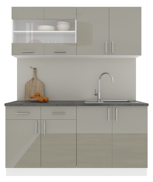 Set haaus V8, Gri Lucios/Alb, MDF, Blat Thermo 28 mm, L 160 cm