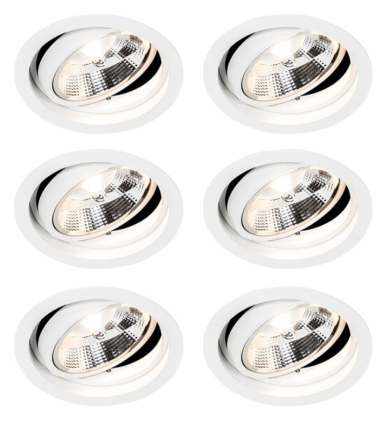 Set 6 becuri Spot modern încastrat alb reglabil - Chuck 111