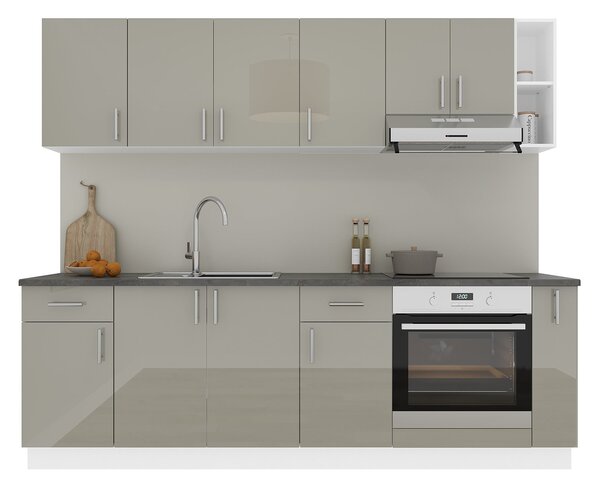Set haaus V17, Gri Lucios/Alb, MDF, Blat Thermo 28 mm, L 240 cm