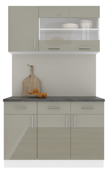 Set haaus V3, Gri Lucios/Alb, MDF, Blat Thermo 28 mm, L 120 cm