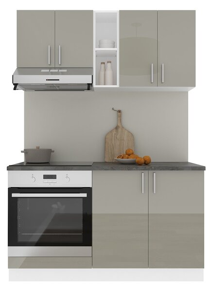 Set haaus V4, Gri Lucios/Alb, MDF, Blat Thermo 28 mm, L 140 cm
