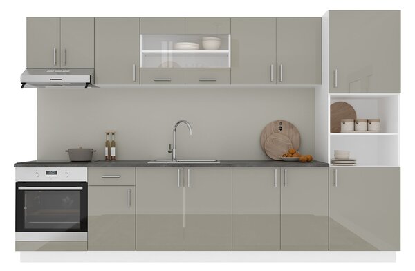Set haaus V30, Gri Lucios/Alb, MDF, Blat Thermo 28 mm, L 320 cm