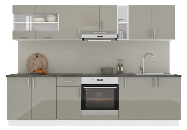 Set haaus V21, Gri Lucios/Alb, MDF, Blat Thermo 28 mm, L 280 cm