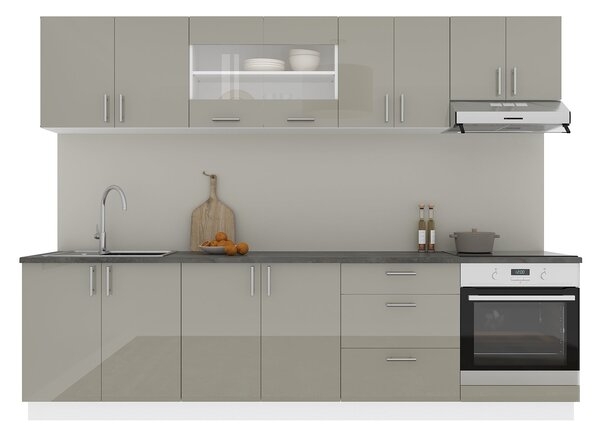 Set haaus V22, Gri Lucios/Alb, MDF, Blat Thermo 28 mm, L 280 cm