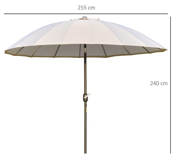 Outsunny Umbrelă de Grădină sau Terasă, Reglabilă cu Manivelă, Crem Alb, Ф255cm | Aosom Romania